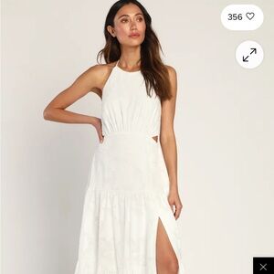 Lulu's White Midi Dress with Slit